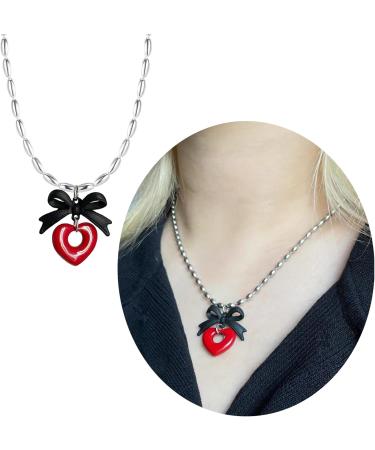 Trendy Oralgo Bowknot Pendant Necklace - Aesthetic Pearl Chain for Daily Wear | International Shipping - Buy Online on GoSupps.com