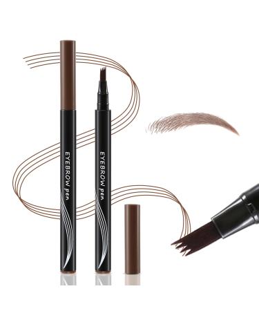 Boobeen Waterproof Eyebrow Pen-Micro Tip Eyebrow Pencil Liquid Eyebrow Fork Tip Pen Creates Natural 3D Eyebrow Hair Long Lasting Coffee Brown