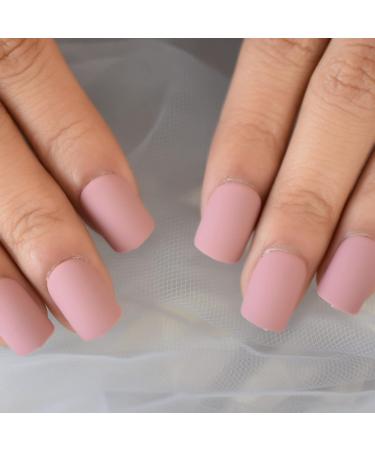 Dried Rose Matte Short Square Acrylic False Nails - 24pcs Set | International Shipping - Buy Online on GoSupps.com