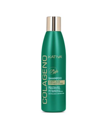 "Kativa Shampoo Collagen Line 250 ML - Revitalizes and Restructures Hair for Weakened Aging and Damaged Hair Salt Sulfate Gluten Paraben Free"