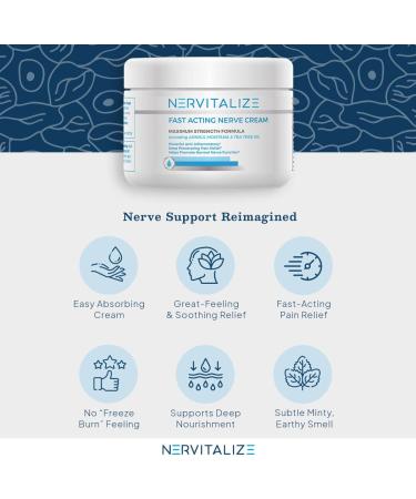 Nervitalize Fast Acting Nerve Pain Relief Cream - 3 fl oz | Maximum Strength Formula for Neuro Pain Relief | Supports Normal Nerve Function | Made in USA - Buy Online on GoSupps.com