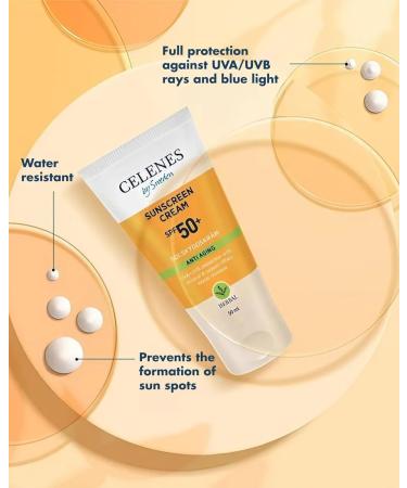 CRX NORDIC AB Celenes by Sweden Herbal Sunscreen SPF50+ AntiAging Avocado Oil & Vitamin E Water Resistant Mineral & Organic Sun Filters No White Residue Paraben & Fragrance Free 50ml - Buy Online on GoSupps.com
