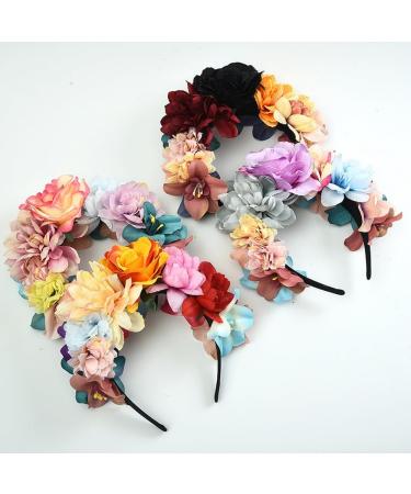 Mexican Rose Flower Crown Headband Halloween Party Flower Hairbands Costume Headpiece Headwear Floral Headgear for Halloween - Buy Online on GoSupps.com