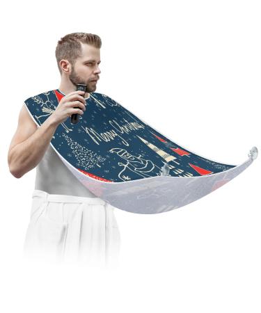Beard Bib Apron Beard Bib Hair Catcher for Men Shaving and Trimming Non-Stick Waterproof Beard Cape Grooming Cloth Abstract Christmas Tree