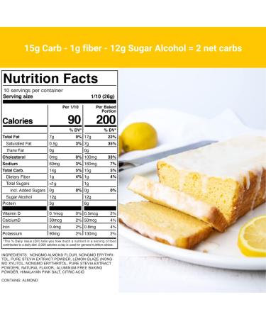KetoBakes Low Carb Iced Lemon Loaf Mix - Gluten Free & Diabetic Friendly - 2g Net Carbs - Clean Keto Baking Mix - Easy to Bake - Non-GMO Dairy Free & Wheat Free - 9.1 Ounce - Buy Online on GoSupps.com