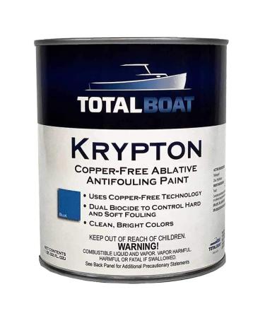 TotalBoat Krypton Copper Free Antifouling Bottom Paint for Fiberglass, Wood, Aluminum and Steel Boats, Outdrives and Trim Tabs Blue Quart