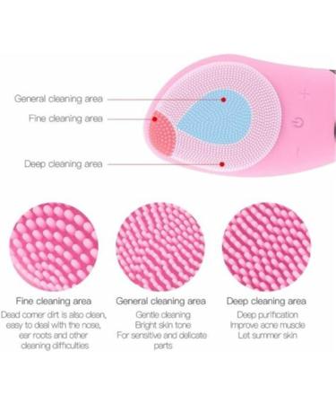 Silicone Face Cleansing Brush Mini Electric Facial Cleansing Brush Deep Pore Cleaning Skin Massager Face For All Skin (Pink) - Buy Online on GoSupps.com