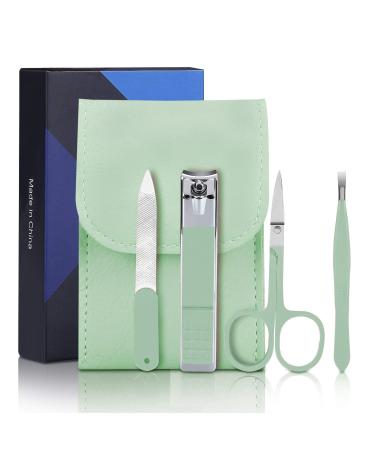 Nail Clipper Set Manicure Set Men Aceoce Travel Manicure Grooming Kit Gift for Men Lovers Parents Mini 4PCS Personal Nail Care Tools (Mint Green)