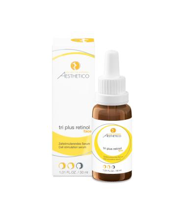 AESTHETICO tri plus retinol intensive corrective serum with retinol retinyl palmitate bachiol and plant extracts improves skin structure and reduces wrinkles 30 ml