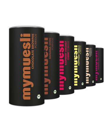 Coffret porridges best-seller par mymuesli (6 x 400 g) avec 1 x Cheesecake myrtille 1 x Classic Pur 1 x Wildberry Chia 1vx Pavot Vanille 1 x Banane Choco & 1x Pomme Cannelle Crisp
