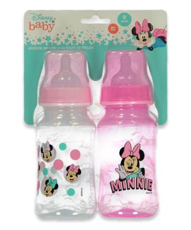 Disney Minnie Mouse Baby Bottles 11 oz for Boys or Girls | 2 Pack of Infant Hourglass Shaped Bottles with Cover for Newborns and All Babies | BPA-Free Plastic Baby Bottle for Baby Shower Minnie Mouse 11 Ounce (Pack of 2)