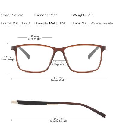 Blue Light Blocking Glasses for Men - Anti Eyestrain Gaming Eyewear with UV Protection - 89055 Brown - Buy Online on GoSupps.com