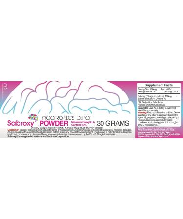 Sabroxy Oroxylin-A Powder 30g - Minimum 10% Oroxylin-A - Oroxylum Indicum for Focus & Cognitive Function - 1.05oz - Buy Online on GoSupps.com