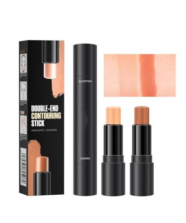 Contouring Stick, Professional Makeup Highlighter Contour Stick 2-In-1, Contour Stick with Two Ends Defines the Cheekbones and Shapes the Face (03#, .)