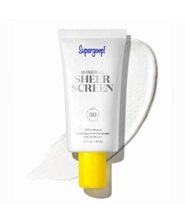 Supergoop! Mineral Sheerscreen SPF 30 PA+++ 1.5 fl oz - Pack of 2 - 100% Mineral Broad Spectrum Face Sunscreen + Primer + Helps Filter Blue Light - Satin Finish - For All Skin Types 1.50 Fl Oz (Pack of 2)