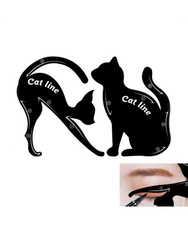 Luxsea 2 Pcs Cat Line Eyeliner Stencils Eye Makeup Tool PVC Material Smokey Eyeshadow Applicators Template Plate Cat Shape Eye Liner & Eye Shadow Guide Template Shaper