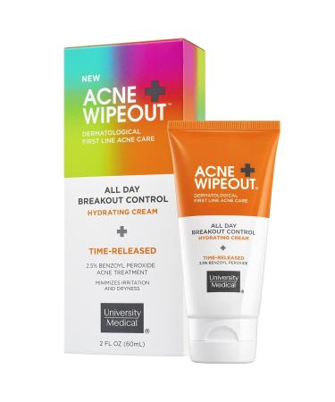 University Medical Acne Wipeout All Day Breakout Control Hydrating Acne Cream - Time Released All Day Clearing Micronized 2.5% Benzoyl Peroxide Treatment Hydrating Minimal Dryness 2 fl oz - Buy Online on GoSupps.com
