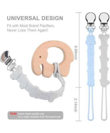 Kowlone Koala Bear Silicone Dummy Clip - Soother Pacifier Chain for Teething Baby - Grey Blue Design - Buy Online on GoSupps.com