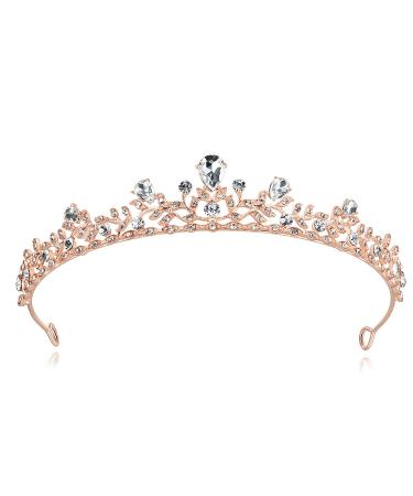 LovelyLovelyshop Royal Crystal Princess Wedding Alloy Tiara Headpiece-Rose Gold