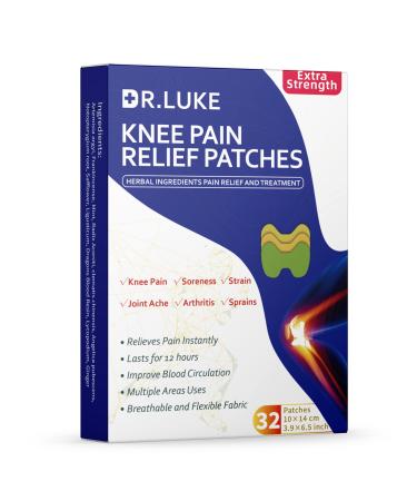 Knee Pain Relief Patches, Knee Patches for Pain Relief Extra Strength, Herbal Plaster Pain Patches for Arthritis Pain Relief and Inflammation, 32 Patches Green