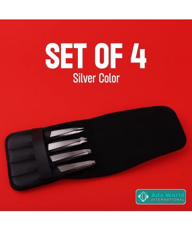 Professional Stainless Steel Tweezers Set - Facial Hair & Ingrown Hair Removal for Women & Men - Eyebrow, Blackhead, Splinter & Tick Remover - Buy Online on GoSupps.com