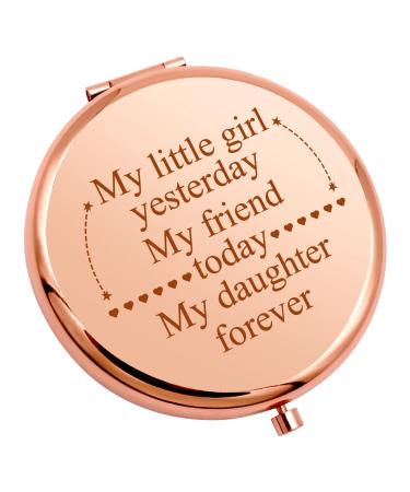 Daughter Gifts from Mom Dad Compact Makeup Mirror Inspirational Gifts Graduation Gifts Wedding Birthday Gifts for Daughter for Girl Rose Gold Pocket Makeup Mirror Valentine's Day Gift