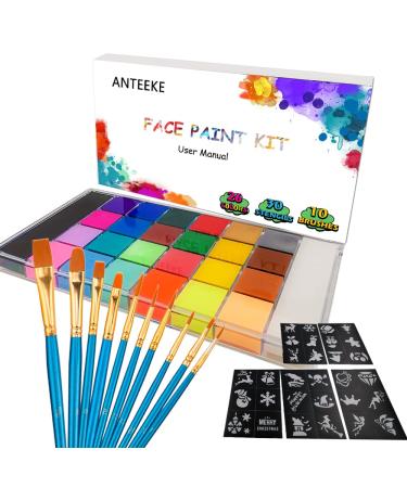 Anteeke Body Paint Face Color Kit 26 Water -soluble professional Painting Palette Children's Farm For Halloween/Christmas/Easter/Carnival/Subject Parties/Colsplay Makeup Body 26 Colors - Buy Online on GoSupps.com