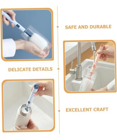 Solustre 4-Piece Sponge Cup Brush Set | Flexible Bottle Cleaning Brushes for Glassware Baby Pots & Milk Cups - Long Handle PP Cleaning Tools - Buy Online on GoSupps.com