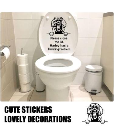Gohhey Toilet sticker please close lid the dog has a drinking problem removable DIY wall decal PVC wall wallpaper bathroom toilet lid wall tattoo - Buy Online on GoSupps.com