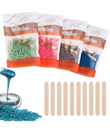 Hard Wax Beans for Hair Removal, Waxing for Face, Eyebrow, Back, Chest, Bikini Areas, Legs, Perfect Refill for Any Wax Warmer (total 14.1oz/400g with 10 Applicators)
