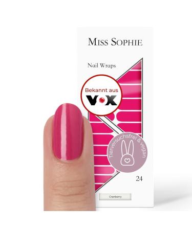 Original Miss Sophie Nail Foils Cranberry I 24 Ultra-D nne Nail polish strips in single color I for finger & toenails I sticks to natural and painted acrylic gel & shellac nails Cranberry 24
