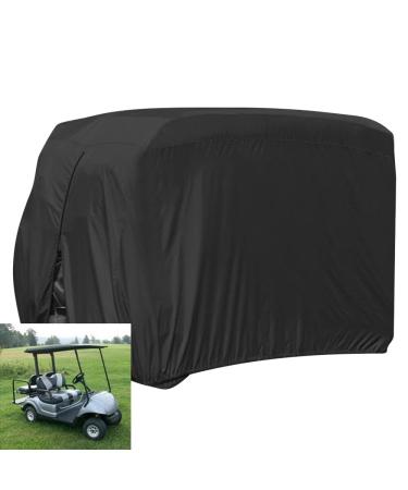 FLYMEI Golf Cart Covers, Waterproof 2/4 Outdoor Golf Cart Cover for EZ GO Club Car Yamaha Golf Carts, Sunproof Dustproof Club Car Cover Golf Cart Seat Covers 112'' L x 48'' W x 66'' H(4 Passenger) Black