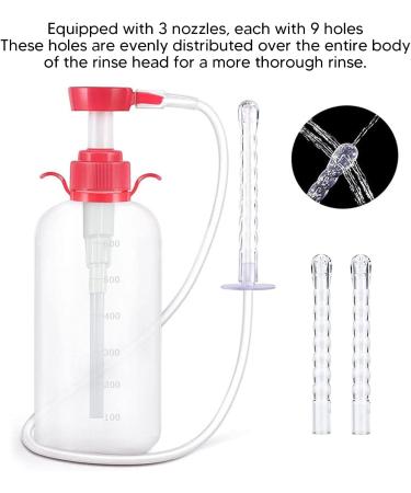 Vaginal Douche 600ml - 3 Nozzles 9 Holes Easy to Use with Removable Silicone Design - International Shipping Available - Buy Online on GoSupps.com