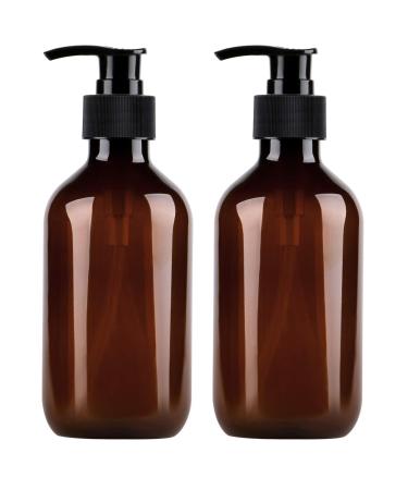 Pump Bottles Dispenser, Yebeauty 10oz/300ml Empty Plastic Refillable Lotion Soap Shampoo Bottles Dispenser Containers with Pump Multipurpose for Cosmetic Kitchen Bathroom, 2-Pack Brown 300ml Brown