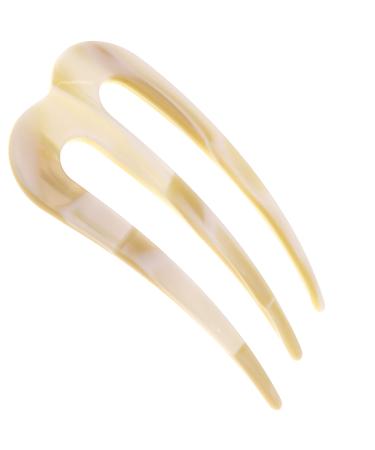 Camila Paris CP2973 French Twist Stick Clip Pins, White, Wavy Hair Pin 3-Prong Hair Fork for Girls Spiral Updo Bun Holder, Flexible Durable and Styling Hair Accessories for Women, Handmade in France 3-Prong White