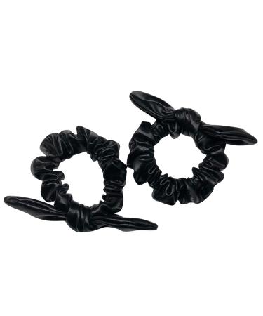 4 Pack PU Leather Bow Hair Scrunchies - Black Rabbit Ear Hair Ties for Girls - Buy Online on GoSupps.com