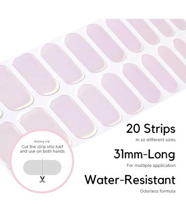 NAILOG Semi Cured Gel Nail Strips - 20 Extra Long Stickers/Wraps | Pink Moonlight | Glossy Soft Gel Finish - Buy Online on GoSupps.com