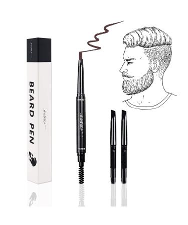 Beard Pen Beard Filler Pencil for Men Beard Styling Tool Waterproof Proof & Sweat Proof for Natural Finish Beard Get Natural Beard Fullness with Two more Pencil Replacement Tip (Brown)