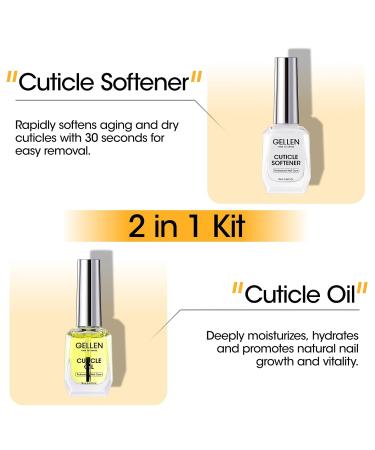 Gellen Cuticle Oil & Softener - 2 Pcs 18ml Nail Care Kit | Cuticle Remover & Strengthener for Gel Polish Manicure Essentials - Buy Online on GoSupps.com