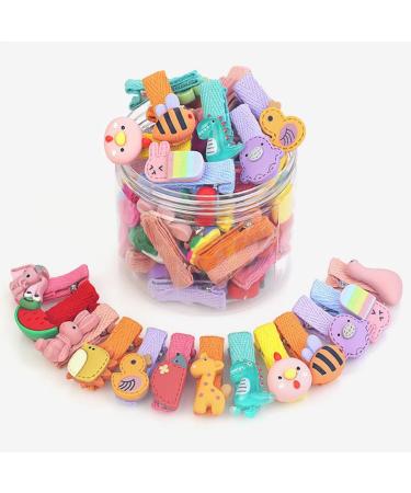 Petunny Girls Hair Clips 26Pcs Cute Fruit Pattern Clips Cartoon Fabric Hair Clips Hair Barrettes Fully Lined Hair Pins Hair Accessories For Infants Kids Toddlers Children (Animal)