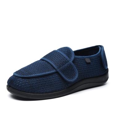 Gycdwjh Diabetic Shoes for Swollen Feet Adjustable Extra Wide Men's Diabetic Shoe Non-Slip and Breathable Walking Shoes for Seniors Swollen Feet Use 10 Blue