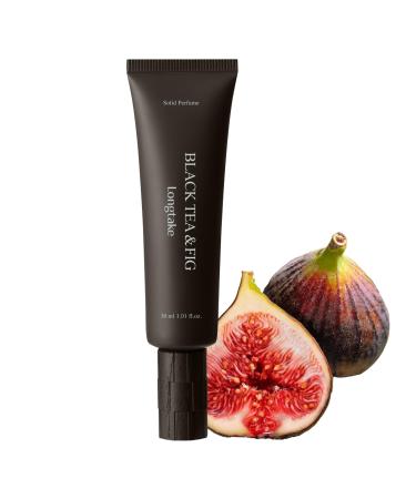 Solid Perfume - Black Tea & Fig Scent Long Lasting Travel Size Gel Fragrance Alcohol-Free Vegan & Sustainable Cashmere-like Finish Cologne 1.01 fl.oz. Valentine's Day Gifts Blacktea&Fig