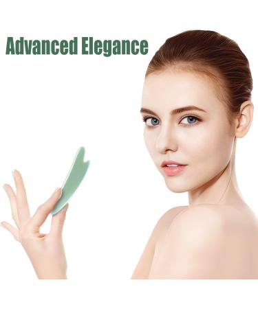 2 Partial Gua Sha Stones - Harz Anti-Aging Face Massage Tool for Meridian Clarity | Green Massage Stones for Face Neck Back & Legs - Buy Online on GoSupps.com