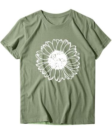DAZLOR Women's Sunflower Graphic Tee - Summer Crew Neck Shirt for Teen Girls | B-Light Green 4X-Large - Buy Online on GoSupps.com