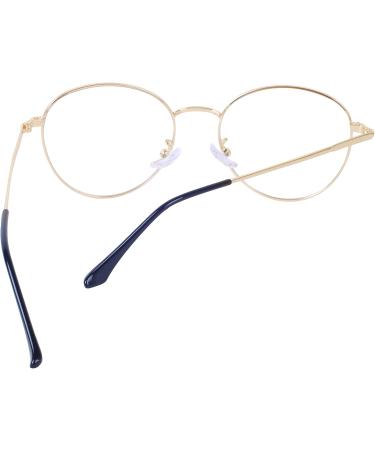 Joxigo Retro Round Anti-Blue Light Computer Glasses - UV Protection No Prescription Metal Frame - Black & Gold with Protective Case - Buy Online on GoSupps.com