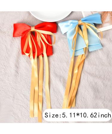 Ribbon Bowknot Hair Clips With Long Tail Hair Bow Barrettes for Cosplay Hair Bow Clip Ribbon Hair Accessories for Girls Women Birthday Christmas Gifts for Daughter Sister - Buy Online on GoSupps.com