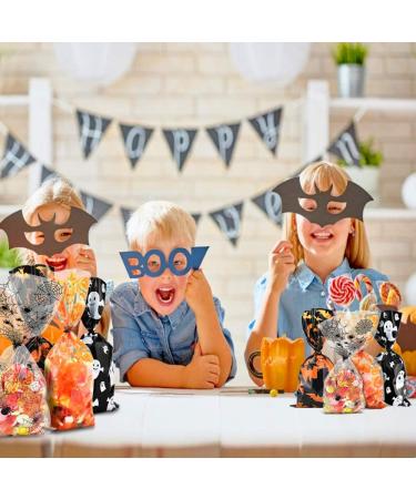 ERKOON 200 pcs Halloween Treat Bags Halloween Cellophane Candy Bags Spider Web Bat Ghost Pumpkin Gift Bags with 250 Twist Ties Kids Party Candy Bags for Halloween Party Supplies - Buy Online on GoSupps.com
