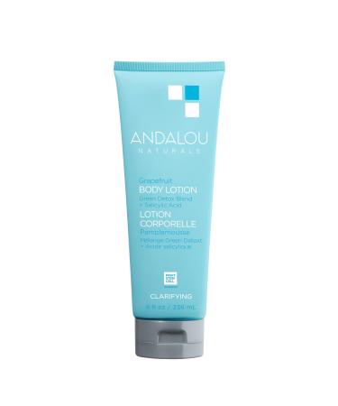 Andalou Naturals Body Lotion Clarifying Grapefruit Skin Care Lightweight Gentle Exfoliating & Moisturizing Lotion with Salicylic Acid & Tea Tree for Skin Prone to Back Acne & Blemishes 8 fl oz