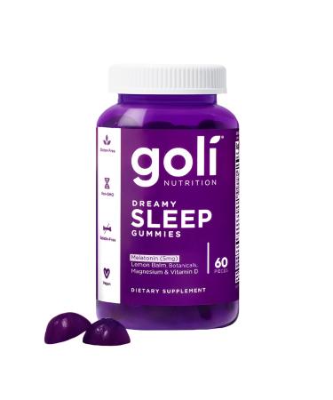 Goli Dreamy Sleep Gummy - 60 Count - Melatonin, Vitamin D, Magnesium, and Lemon Balm Extract - Gelatin-Free, Gluten-Free, Vegan & Non-GMO 1