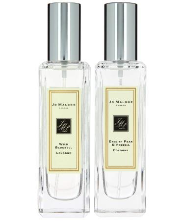 Jo Malone Perfume for Women and Men 2 Piece Cologne Set: English Pear & Freesia and Wild Bluebell 1oz Each Unisex Fragrance